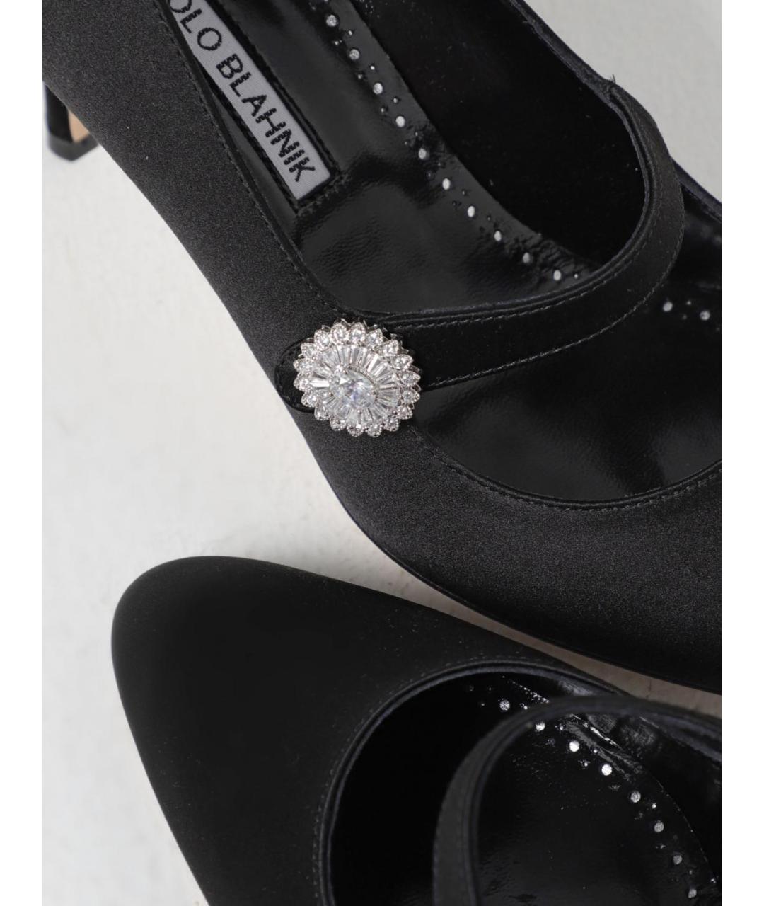 MANOLO BLAHNIK Черные текстильные туфли, фото 4