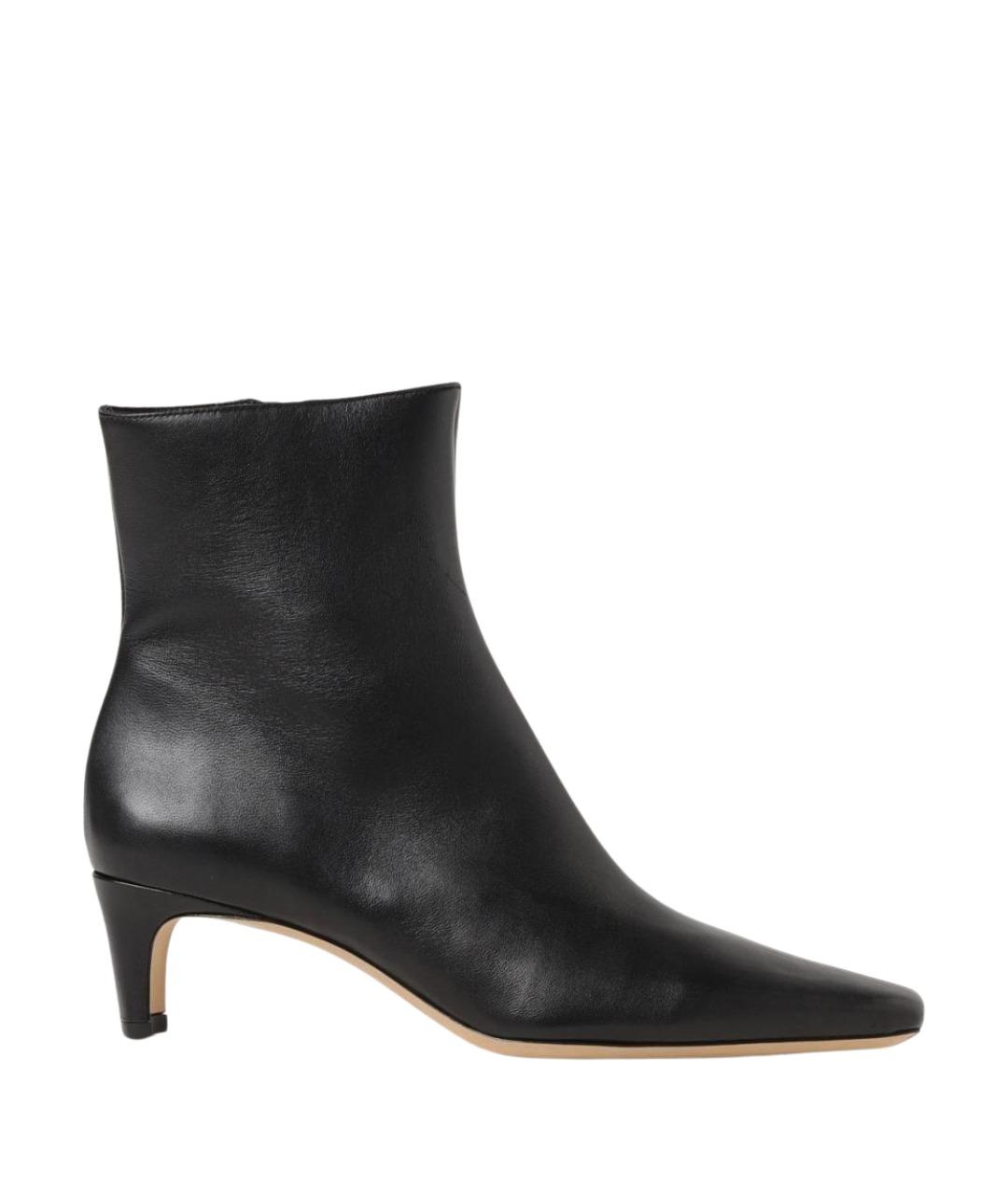 STAUD Черные кожаные ботильоны, фото 1