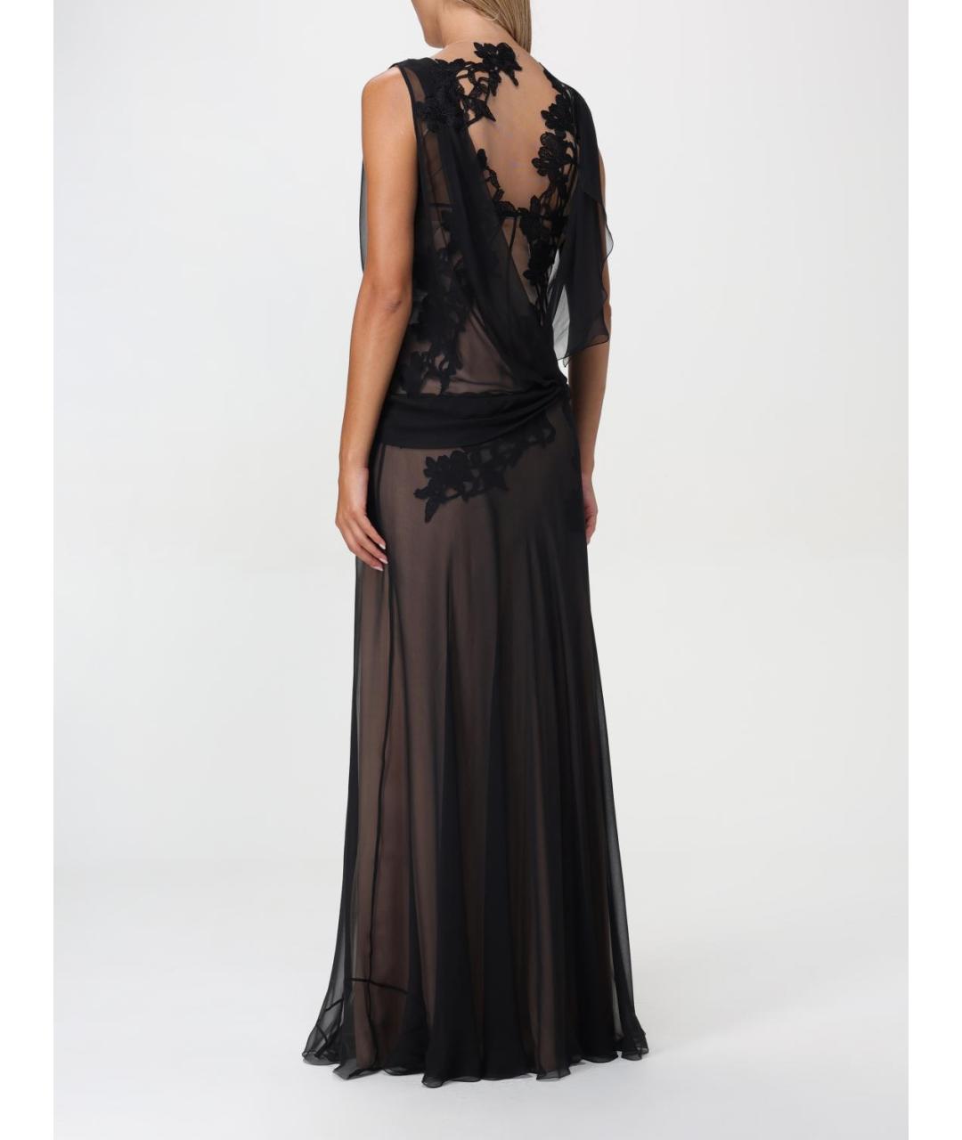 ALBERTA FERRETTI Черное шелковое вечернее платье, фото 3