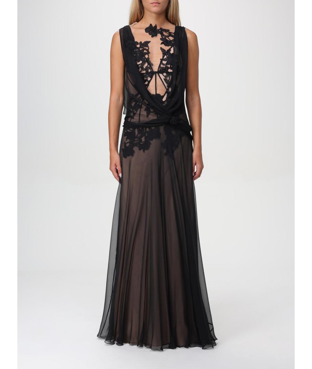 ALBERTA FERRETTI Черное шелковое вечернее платье, фото 2