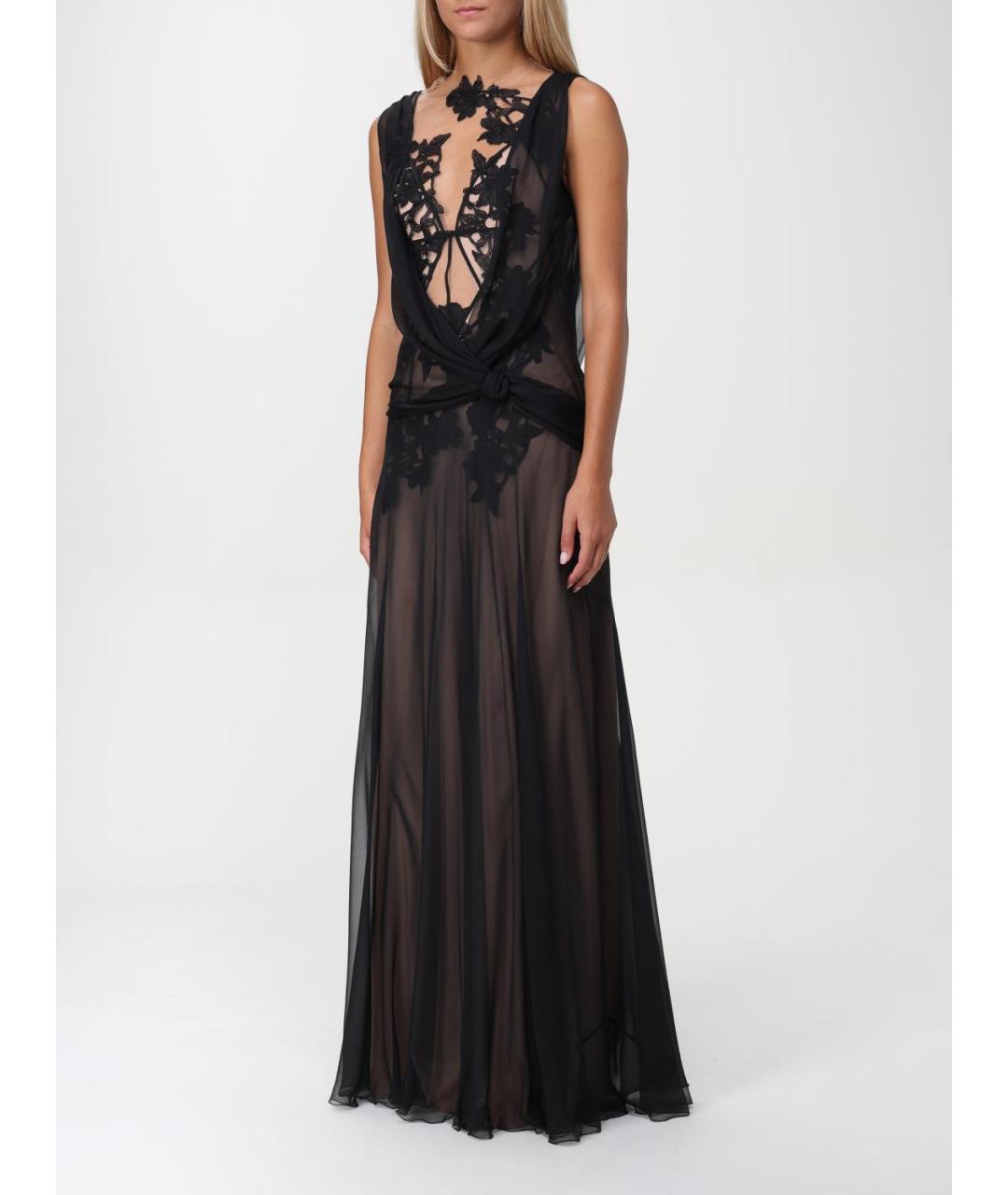 ALBERTA FERRETTI Черное шелковое вечернее платье, фото 4