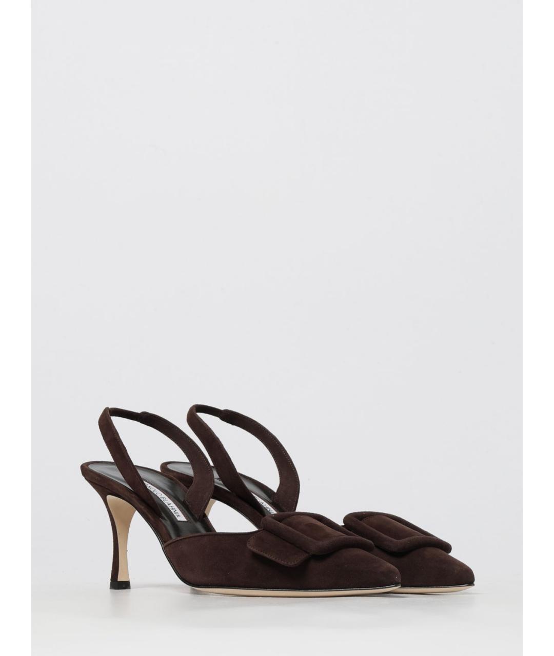 MANOLO BLAHNIK Коричневые замшевые туфли, фото 2