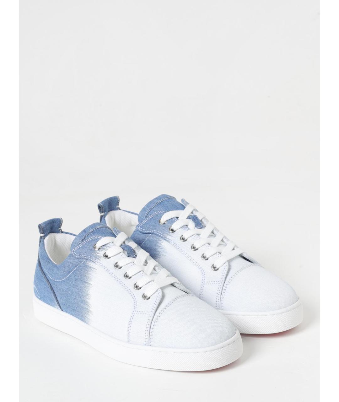 CHRISTIAN LOUBOUTIN Голубые текстильные низкие кроссовки / кеды, фото 2