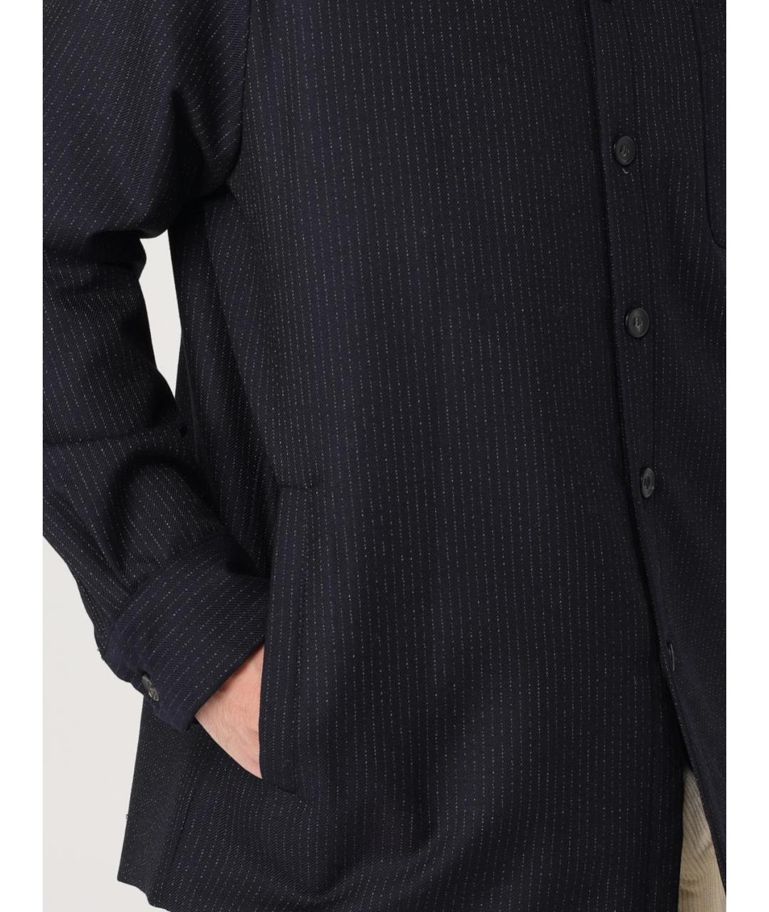 EMPORIO ARMANI Темно-синяя шерстяная кэжуал рубашка, фото 4