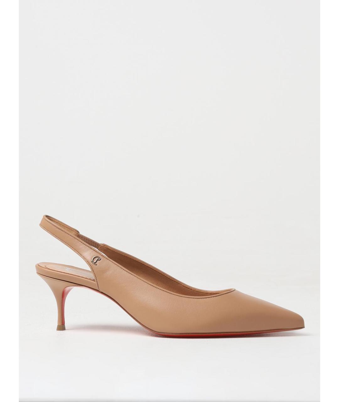 CHRISTIAN LOUBOUTIN Бежевые кожаные туфли, фото 5