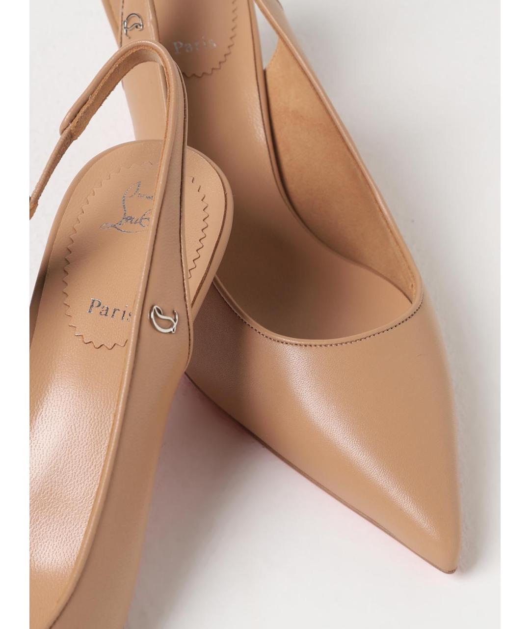 CHRISTIAN LOUBOUTIN Бежевые кожаные туфли, фото 4