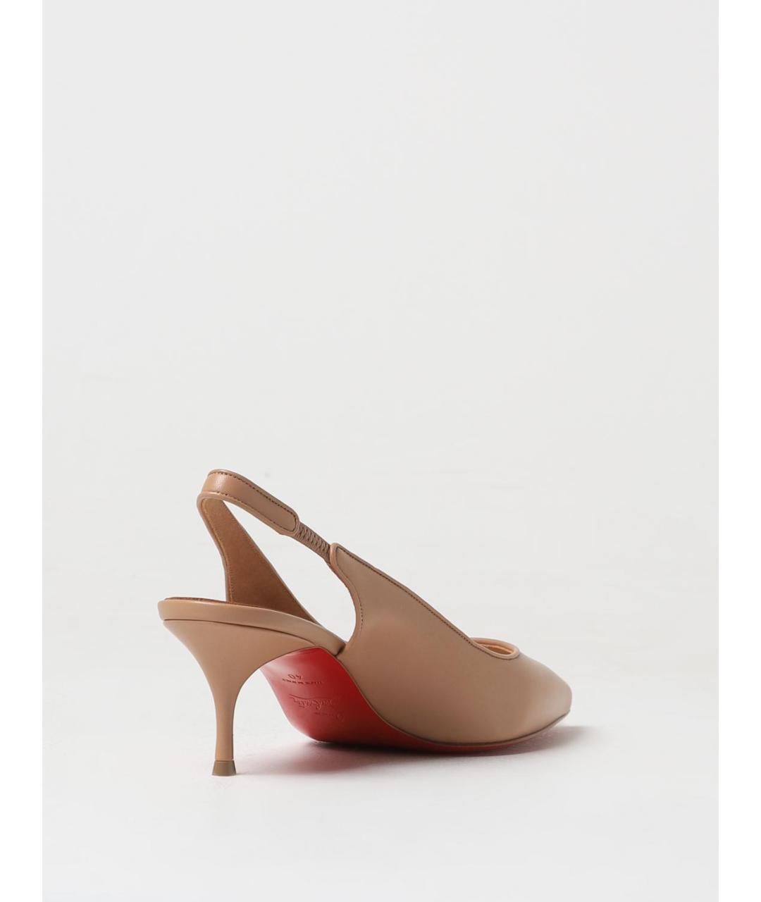 CHRISTIAN LOUBOUTIN Бежевые кожаные туфли, фото 3