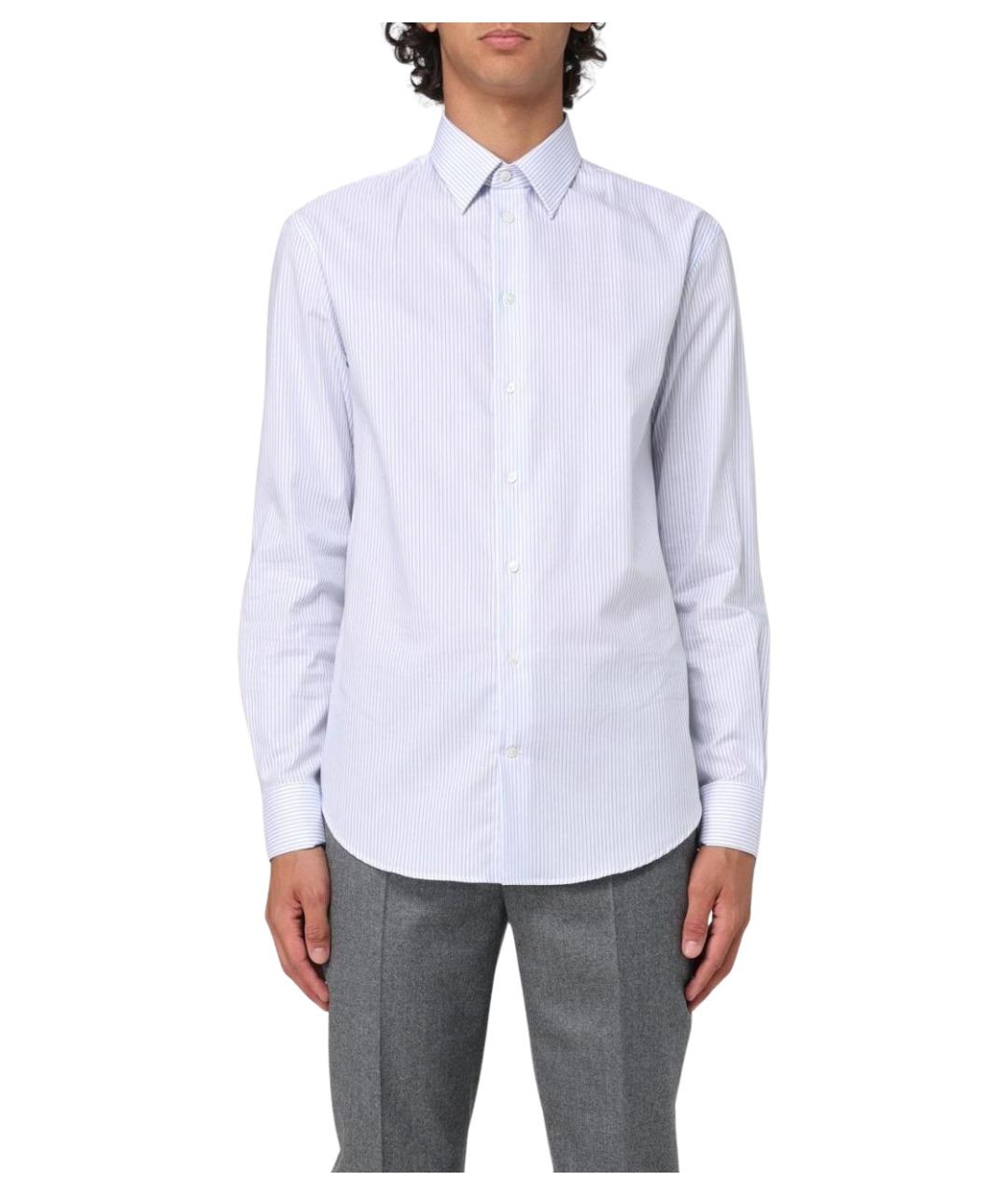 EMPORIO ARMANI Голубая хлопковая классическая рубашка, фото 1