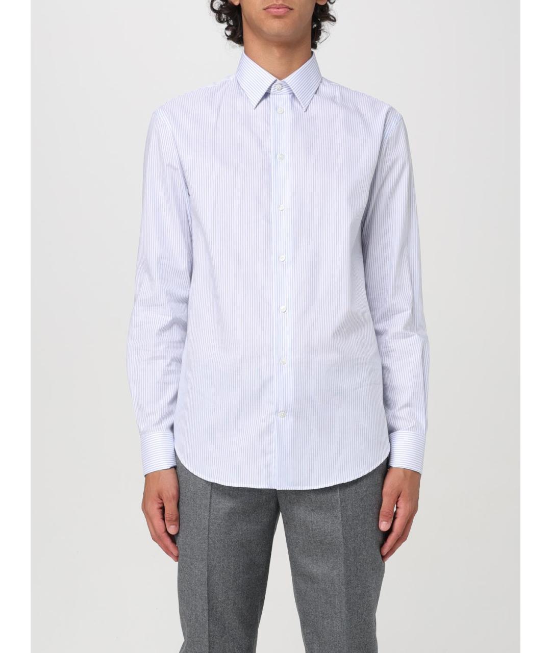 EMPORIO ARMANI Голубая хлопковая классическая рубашка, фото 4