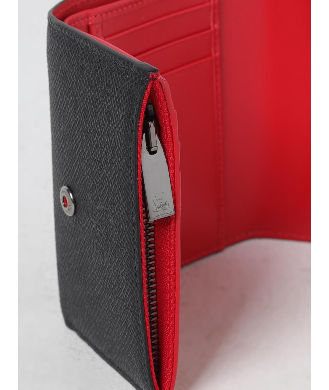 CHRISTIAN LOUBOUTIN Черный кожаный кошелек, фото 4