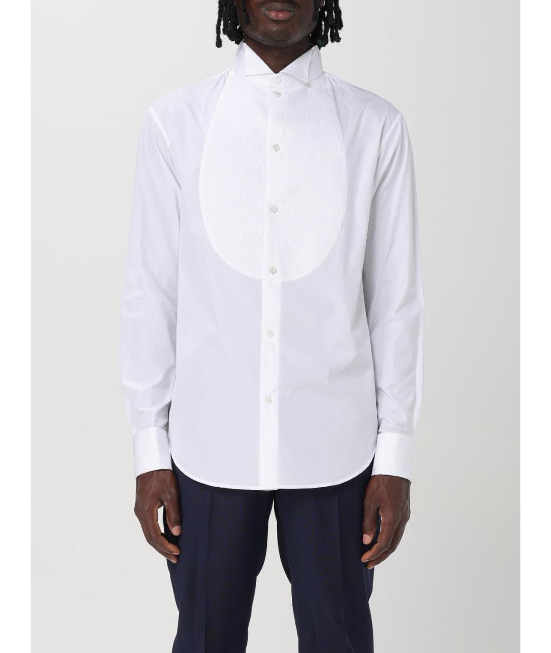 EMPORIO ARMANI Белая хлопковая классическая рубашка, фото 5