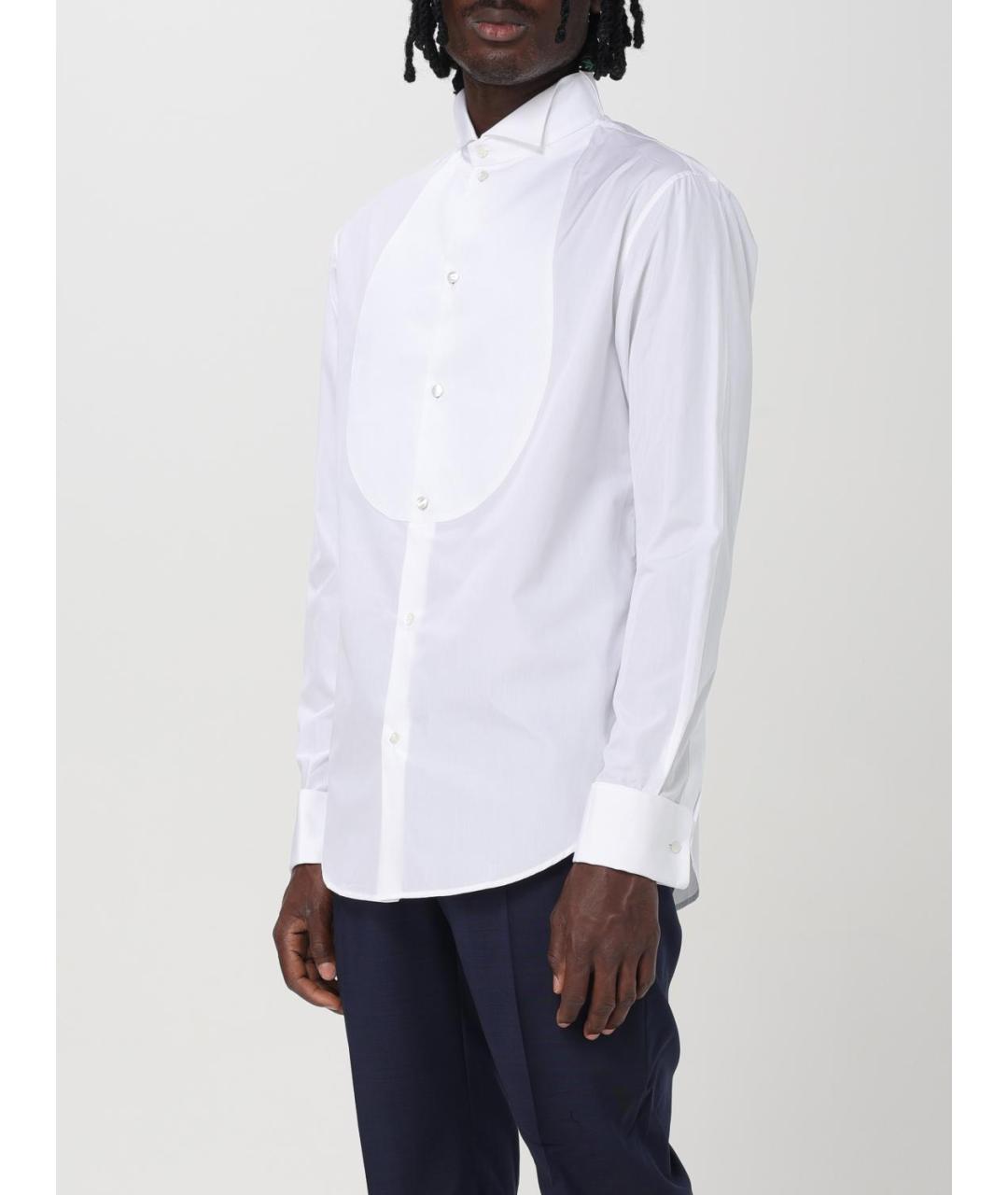 EMPORIO ARMANI Белая хлопковая классическая рубашка, фото 3