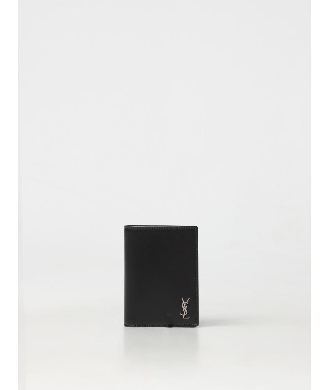 SAINT LAURENT Черный кожаный кошелек, фото 4