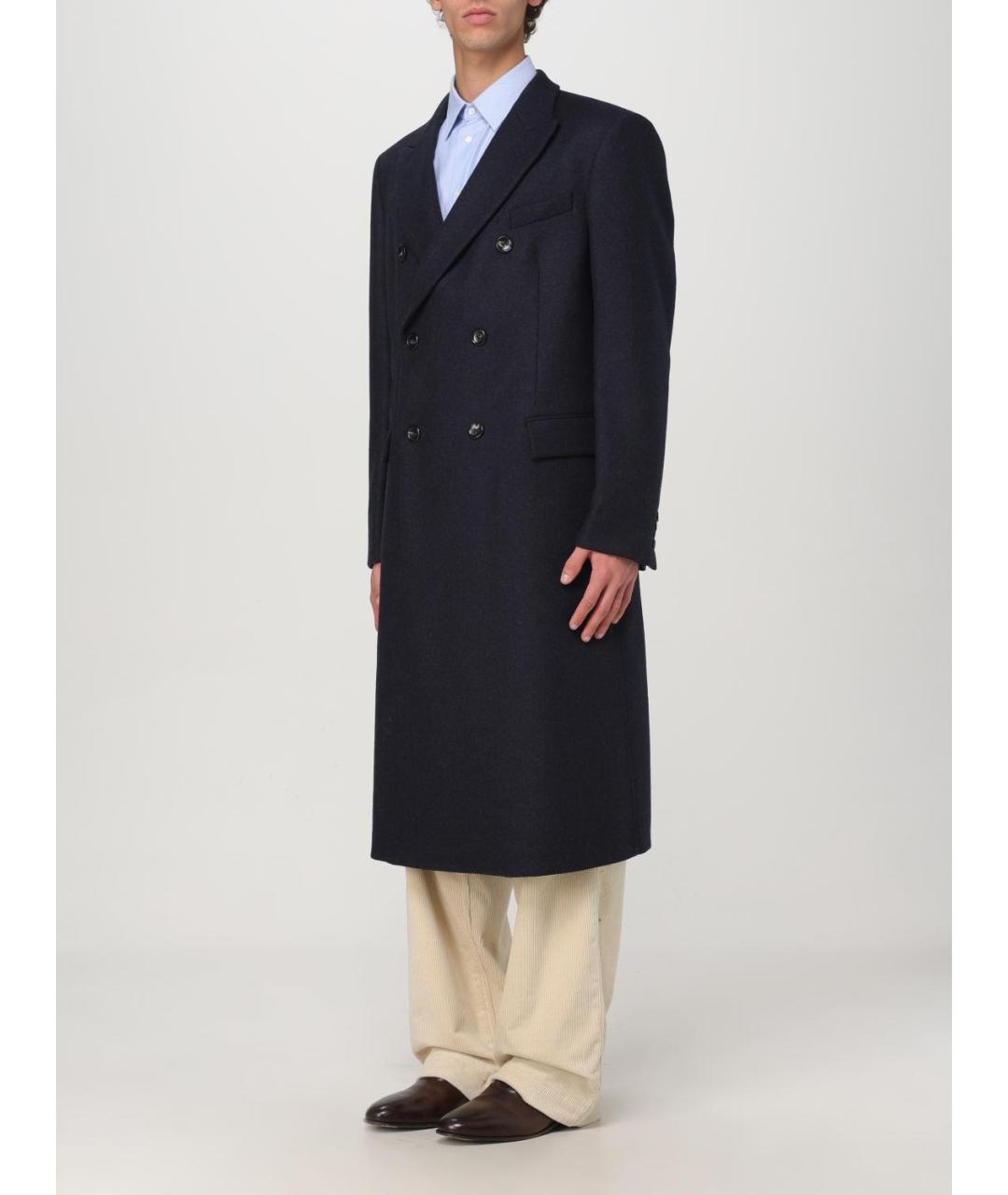 EMPORIO ARMANI Темно-синее шерстяное пальто, фото 3