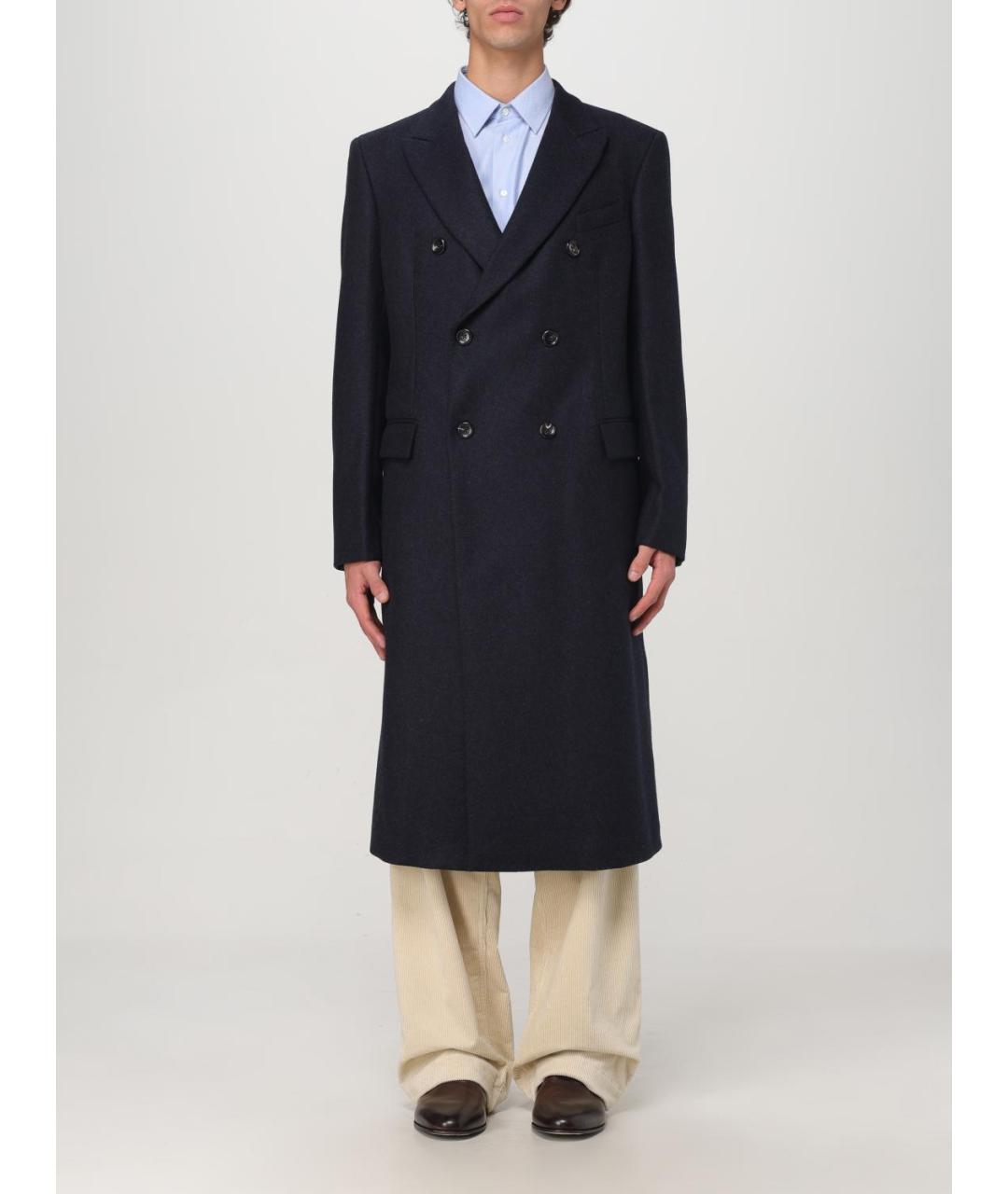 EMPORIO ARMANI Темно-синее шерстяное пальто, фото 5
