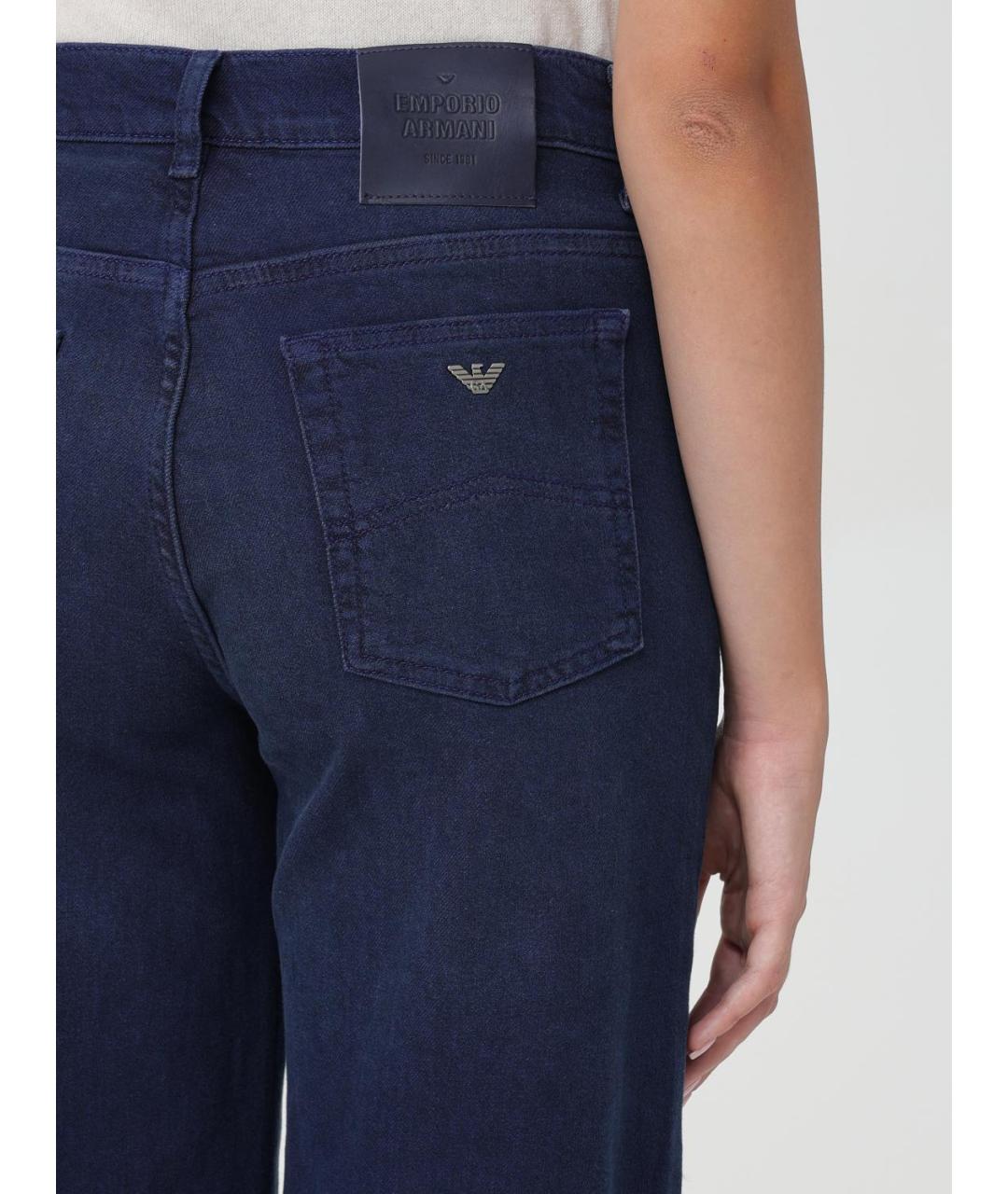 EMPORIO ARMANI Синие хлопковые прямые джинсы, фото 3