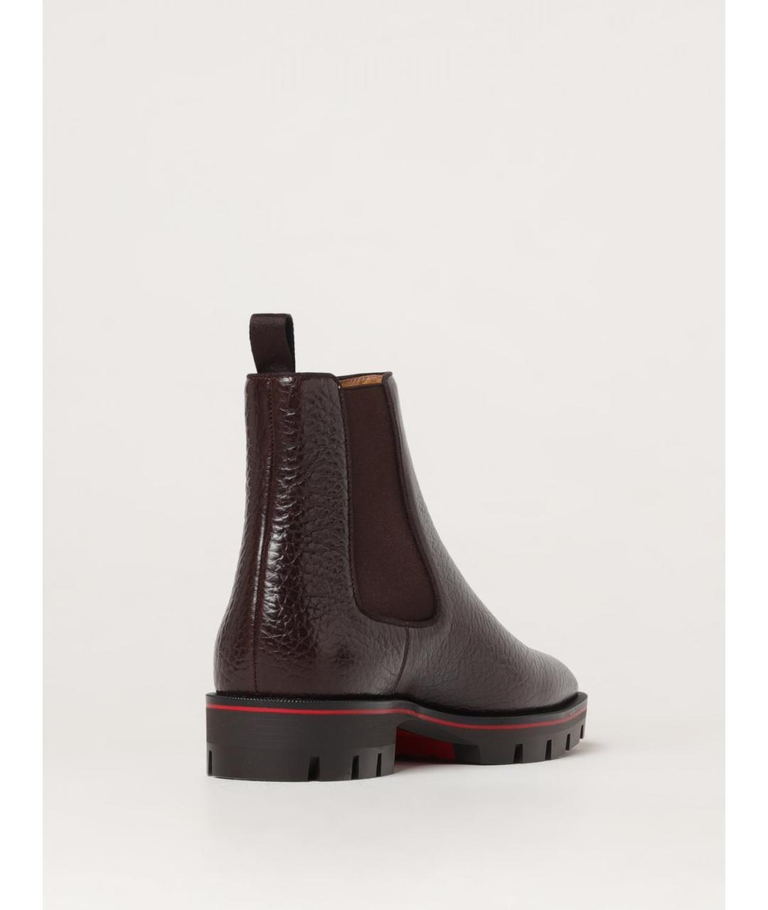 CHRISTIAN LOUBOUTIN Коричневые кожаные высокие ботинки, фото 3