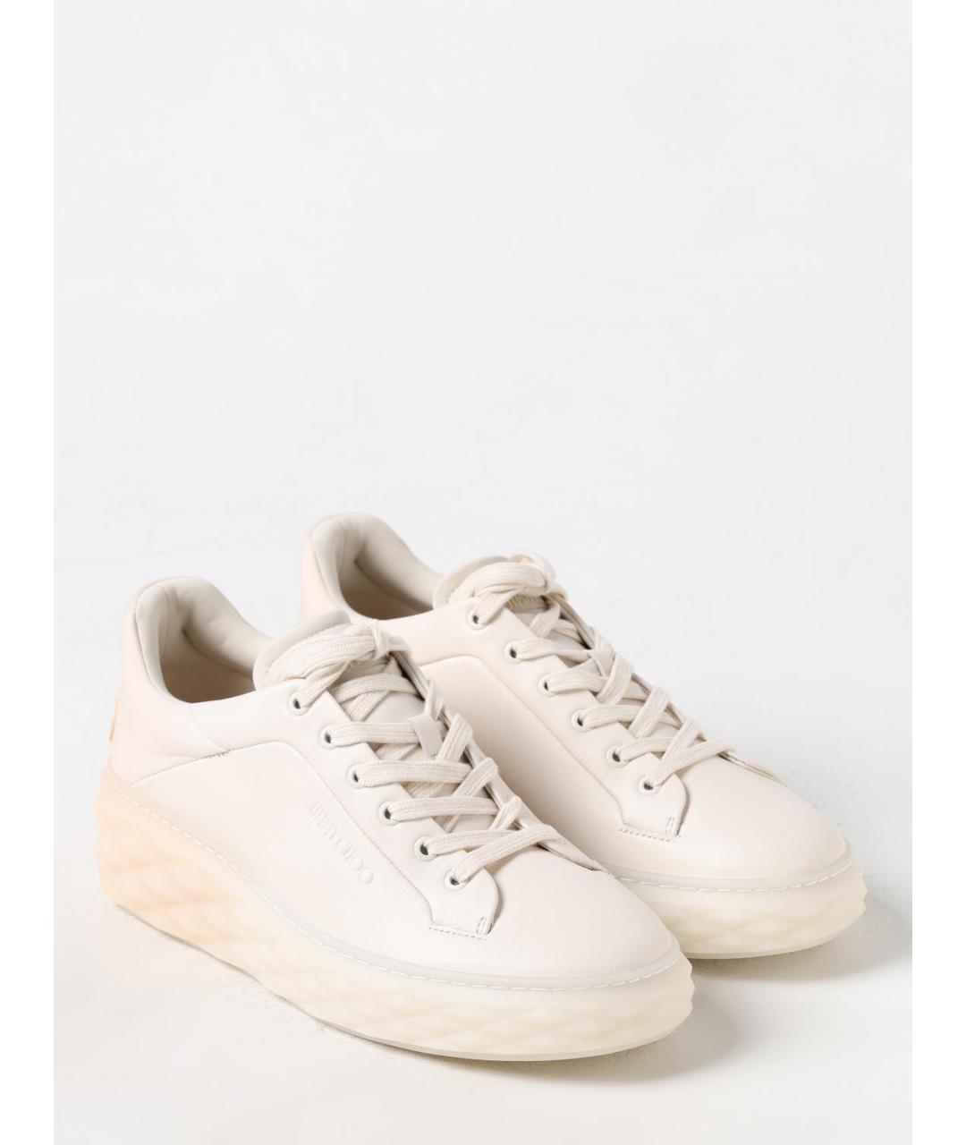 JIMMY CHOO Бежевые кожаные кроссовки, фото 2