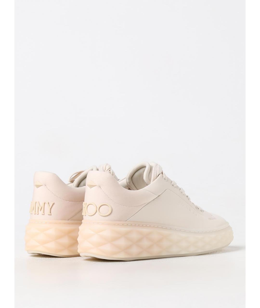 JIMMY CHOO Бежевые кожаные кроссовки, фото 3