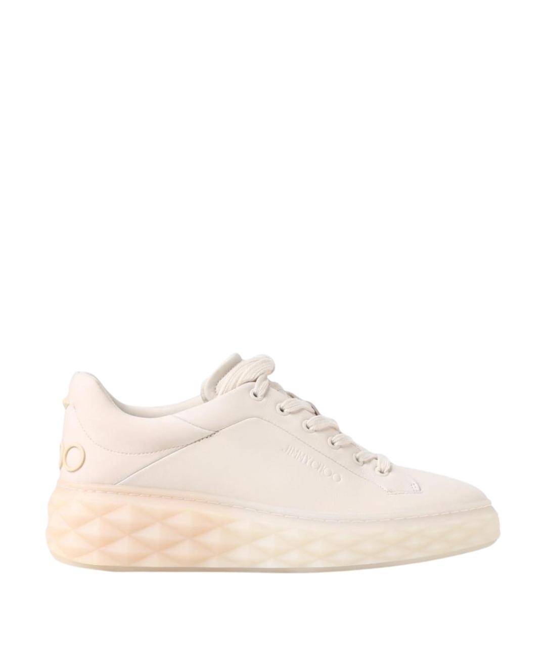 JIMMY CHOO Бежевые кожаные кроссовки, фото 1