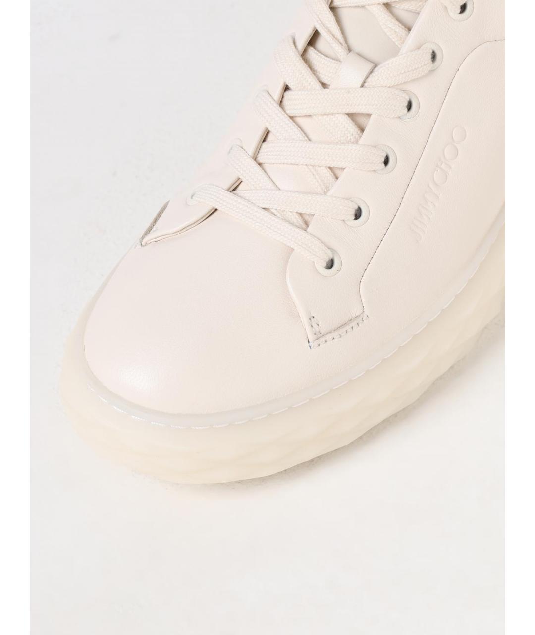 JIMMY CHOO Бежевые кожаные кроссовки, фото 4