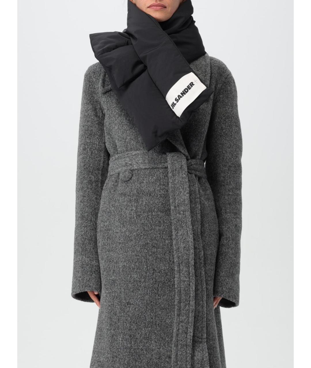 JIL SANDER Черный шарф, фото 2