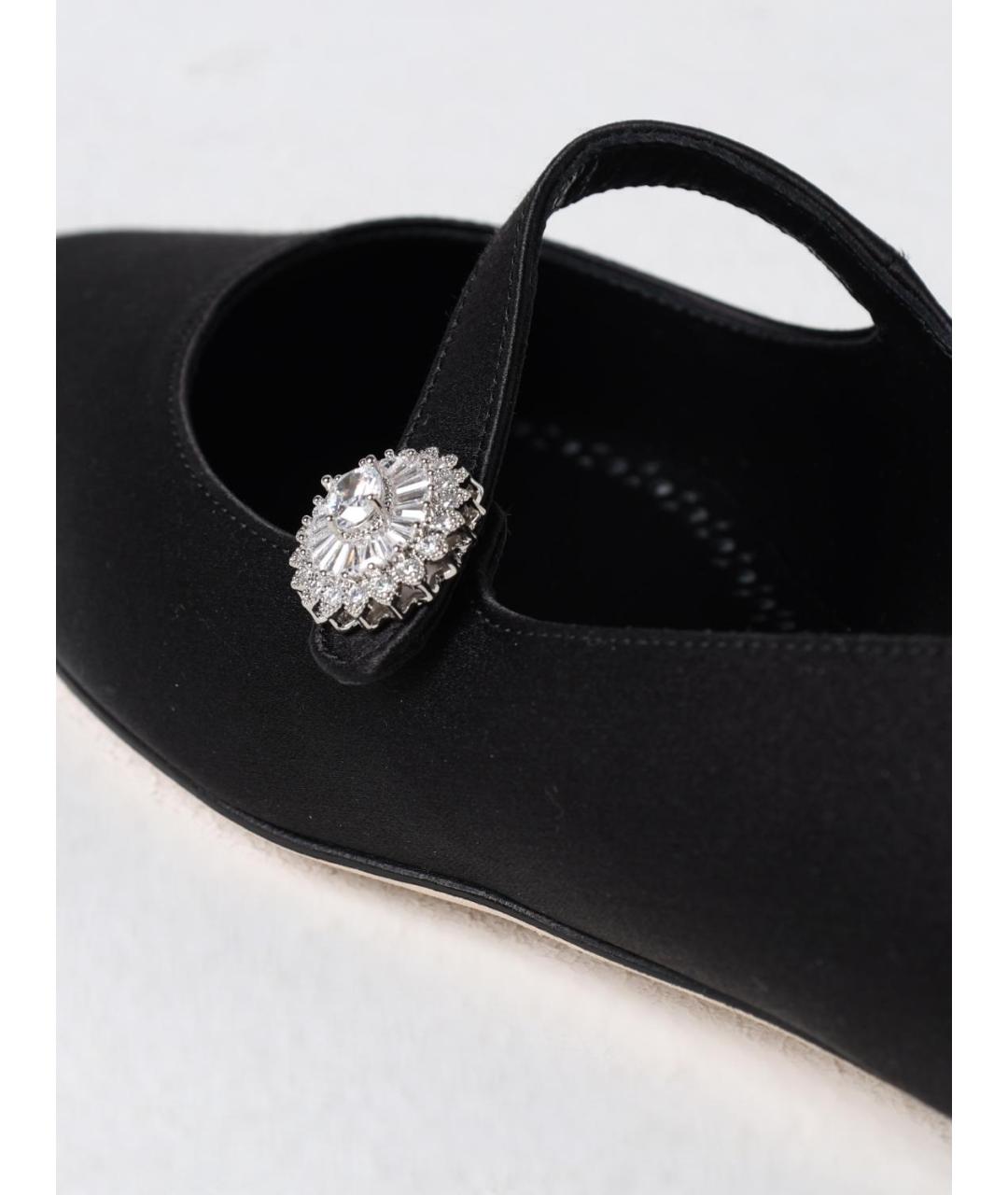 MANOLO BLAHNIK Черные текстильные балетки, фото 4