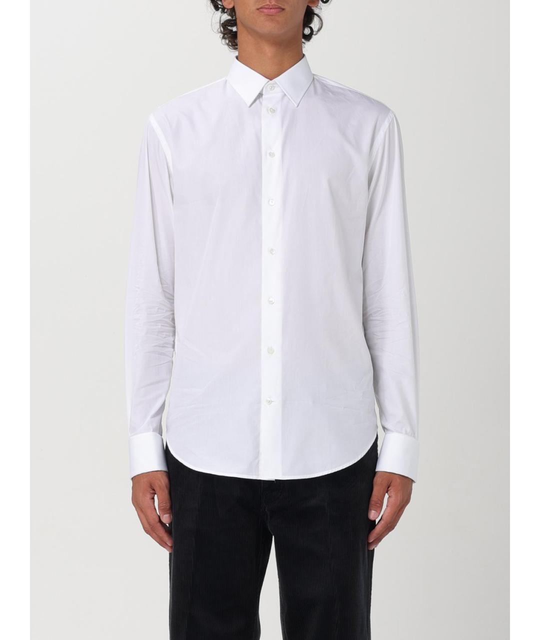 EMPORIO ARMANI Белая хлопковая классическая рубашка, фото 4