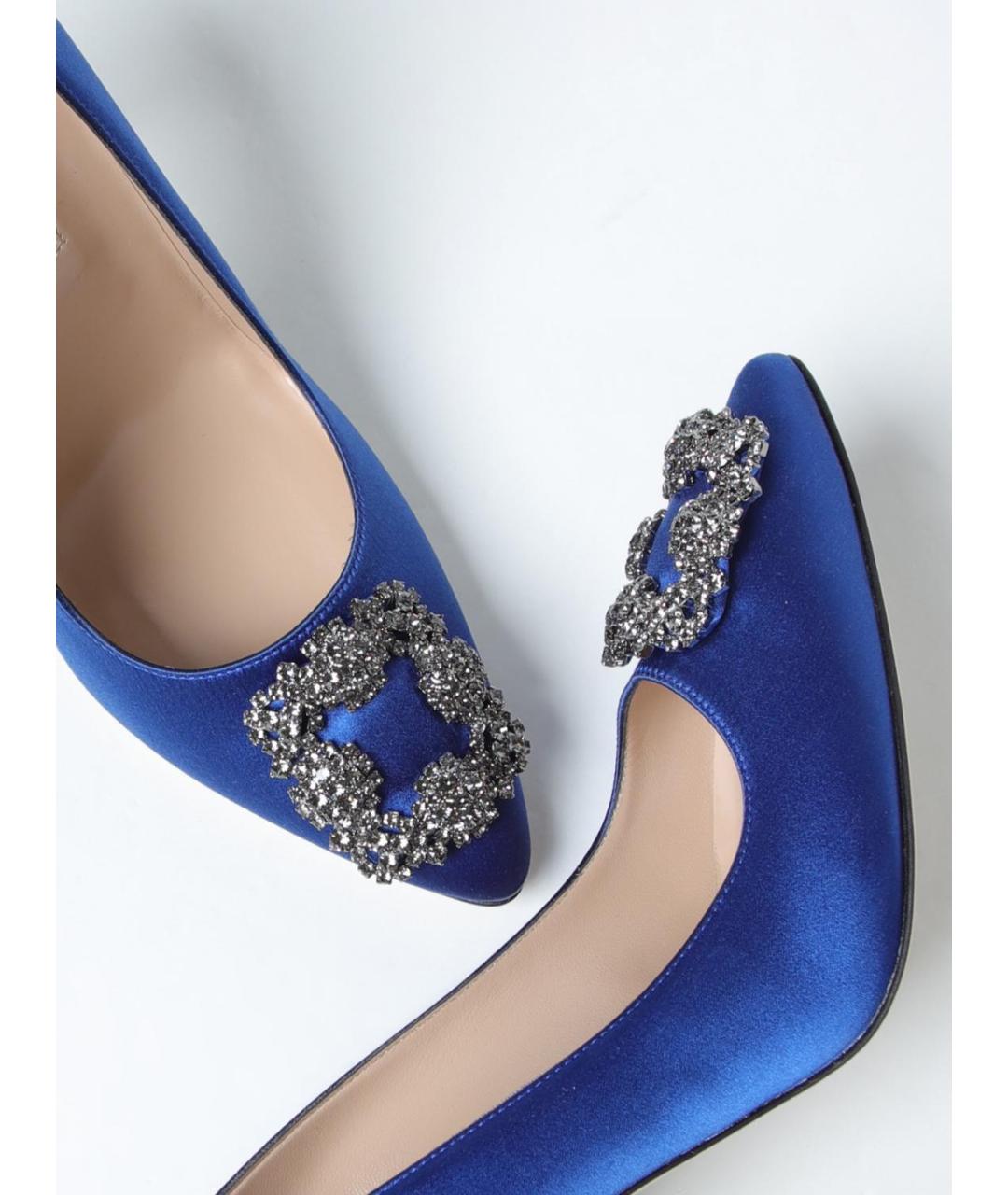 MANOLO BLAHNIK Синие текстильные туфли, фото 4