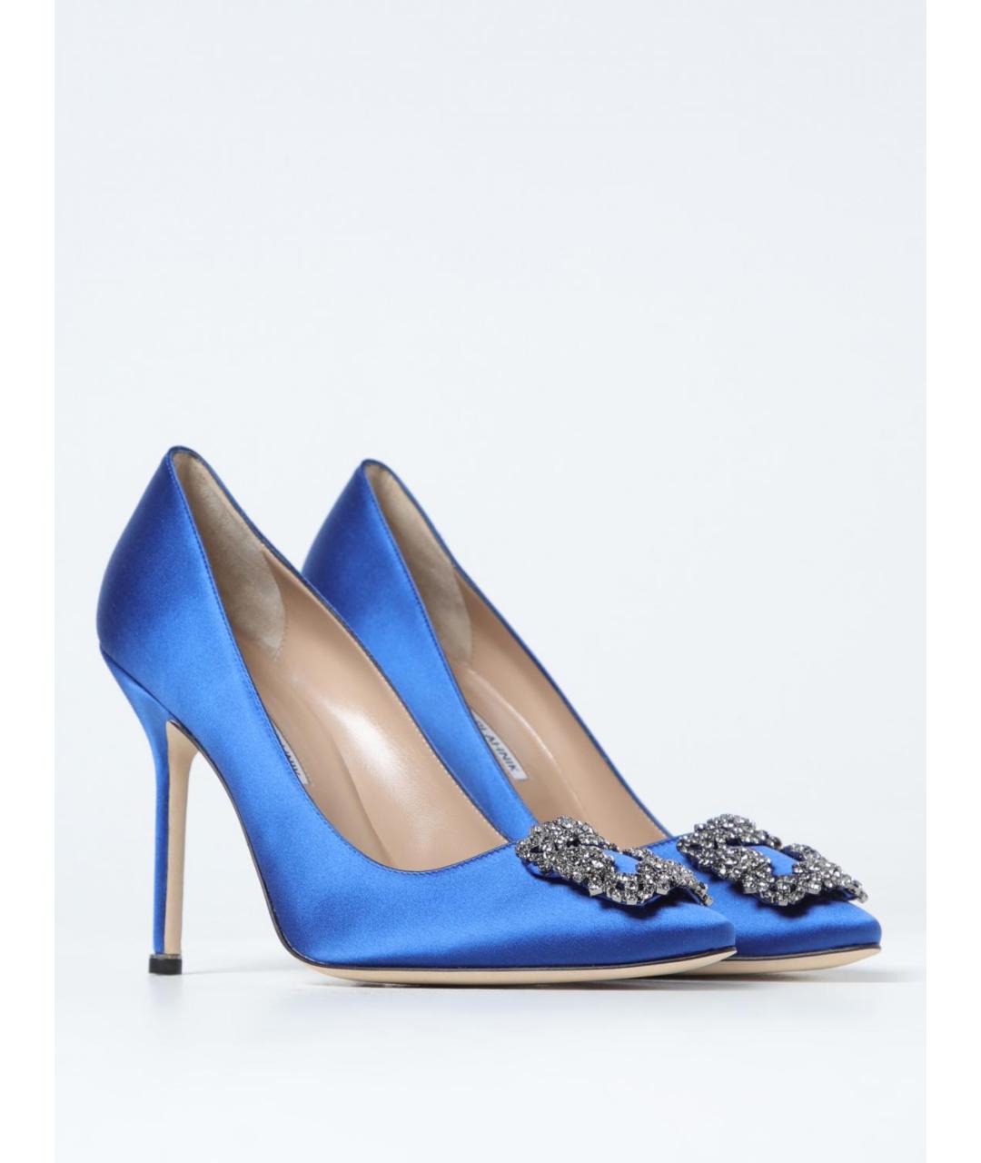 MANOLO BLAHNIK Синие текстильные туфли, фото 2