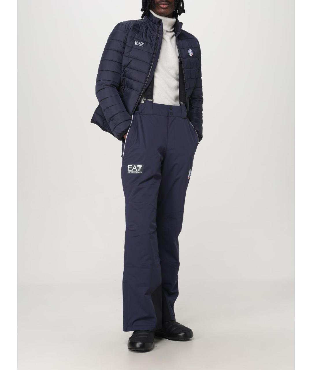 EA7 Синие полиамидовые повседневные брюки, фото 3
