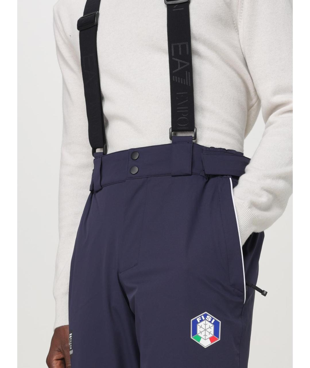 EA7 Синие полиамидовые повседневные брюки, фото 6