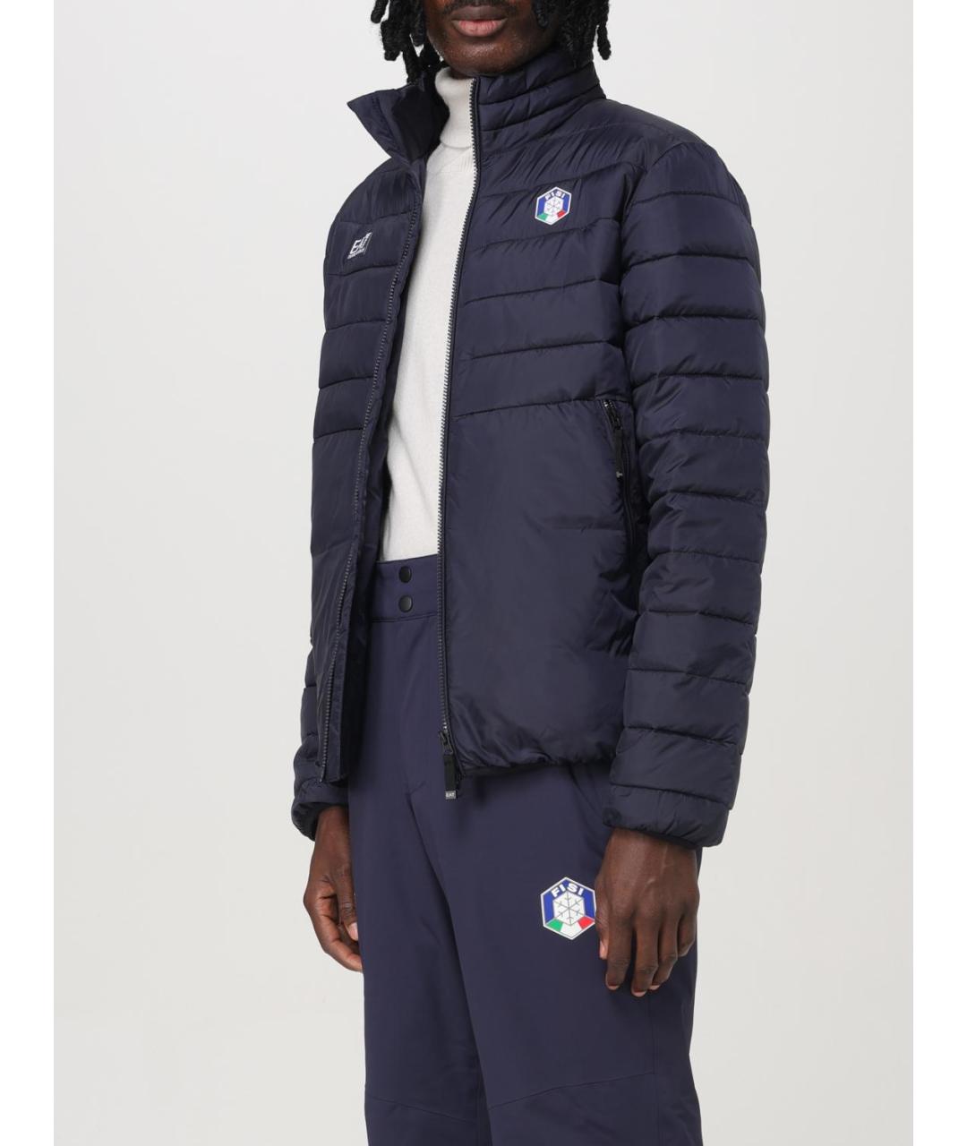 EA7 Синяя полиэстеровая куртка, фото 5