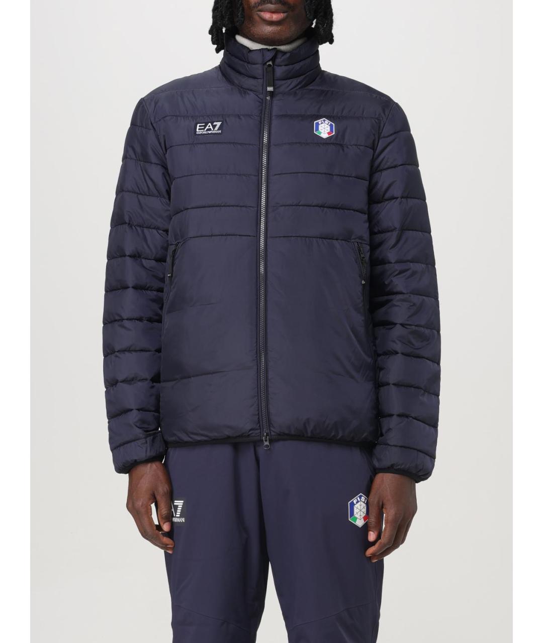EA7 Синяя полиэстеровая куртка, фото 2