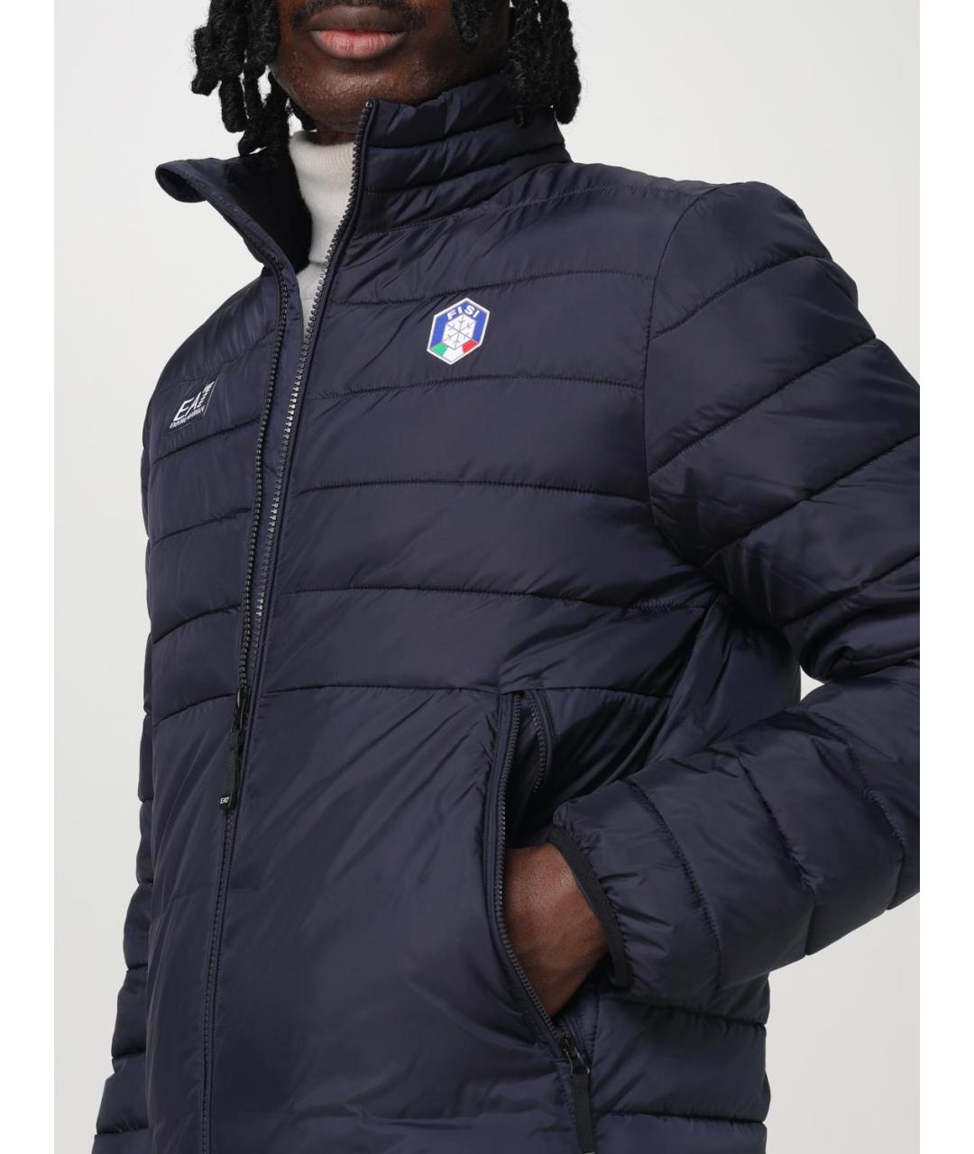 EA7 Синяя полиэстеровая куртка, фото 6