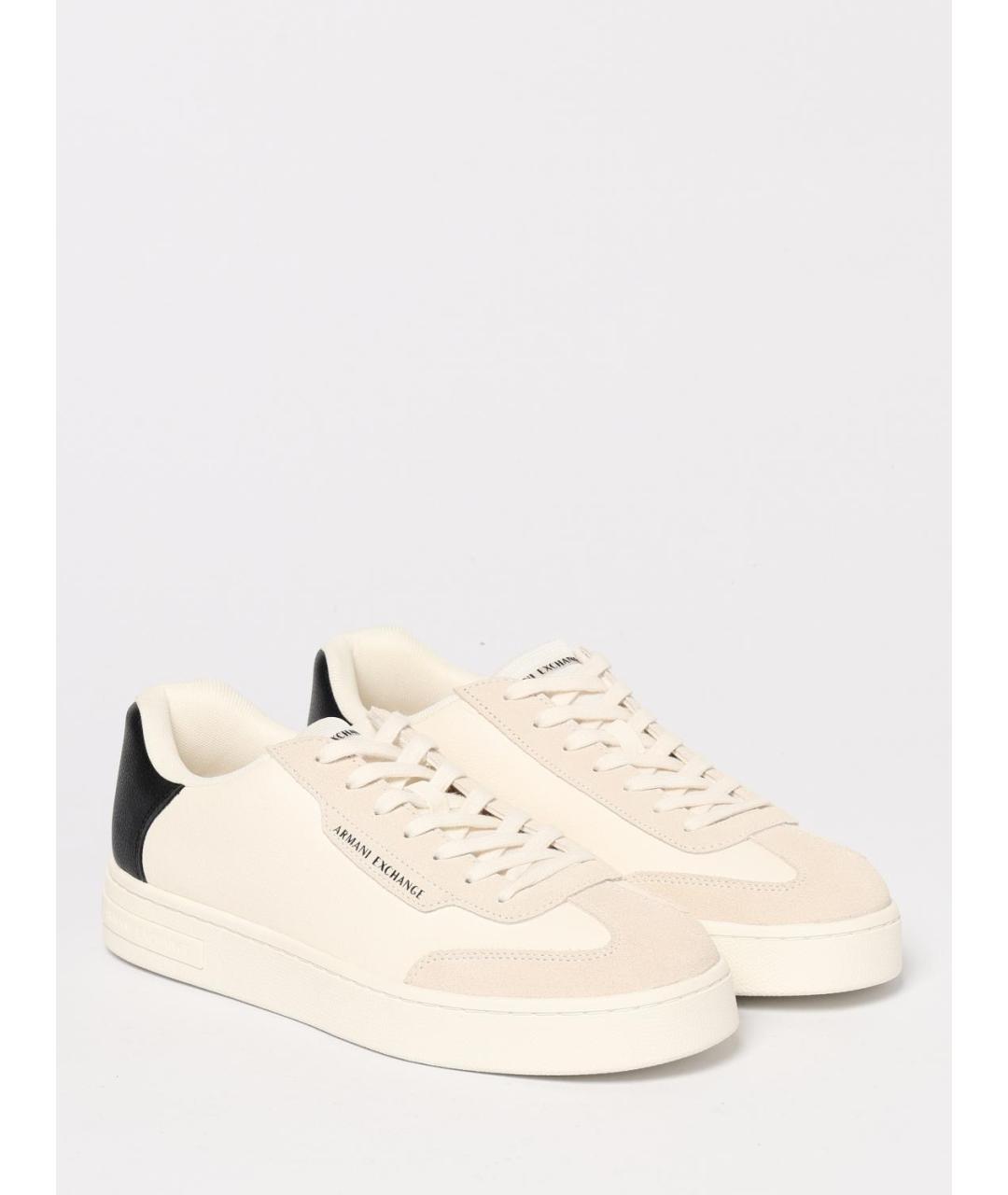 ARMANI EXCHANGE Белые синтетические низкие кроссовки / кеды, фото 2