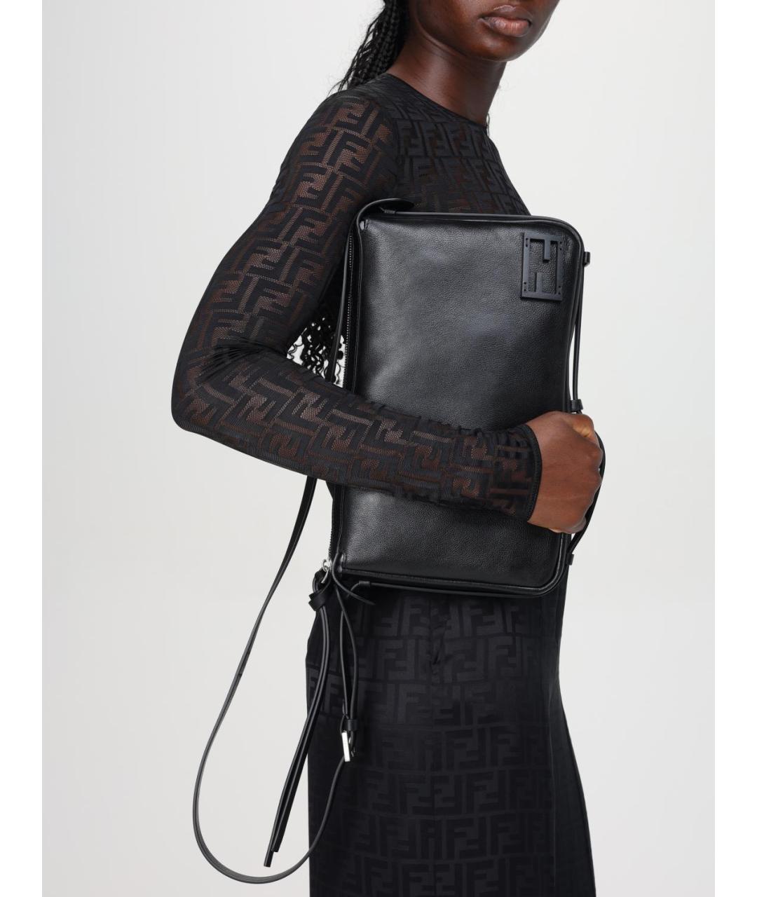 FENDI Черная кожаная сумка через плечо, фото 2