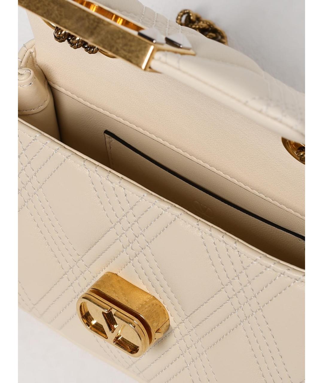 VALENTINO Бежевая кожаная сумка через плечо, фото 5