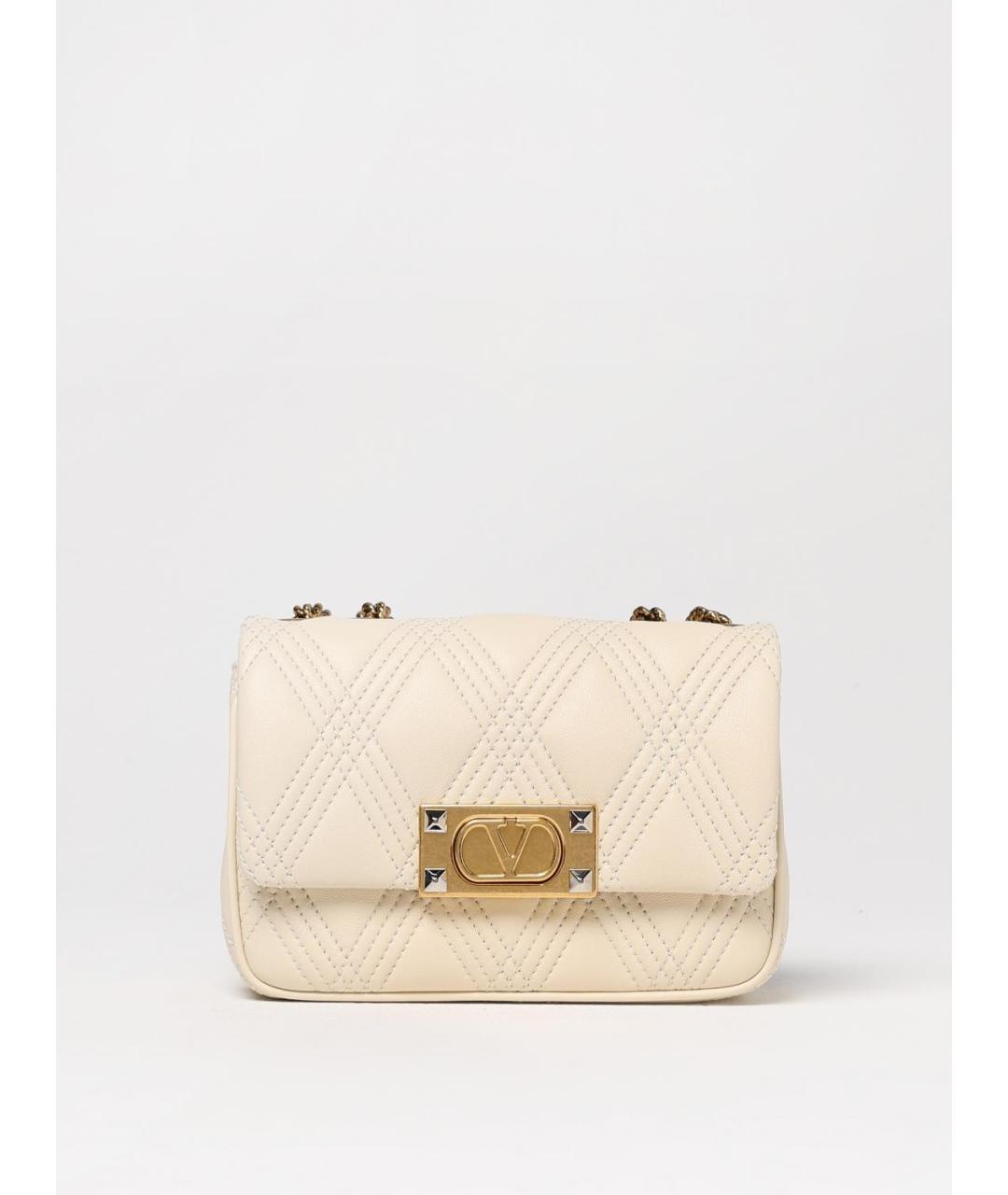 VALENTINO Бежевая кожаная сумка через плечо, фото 6