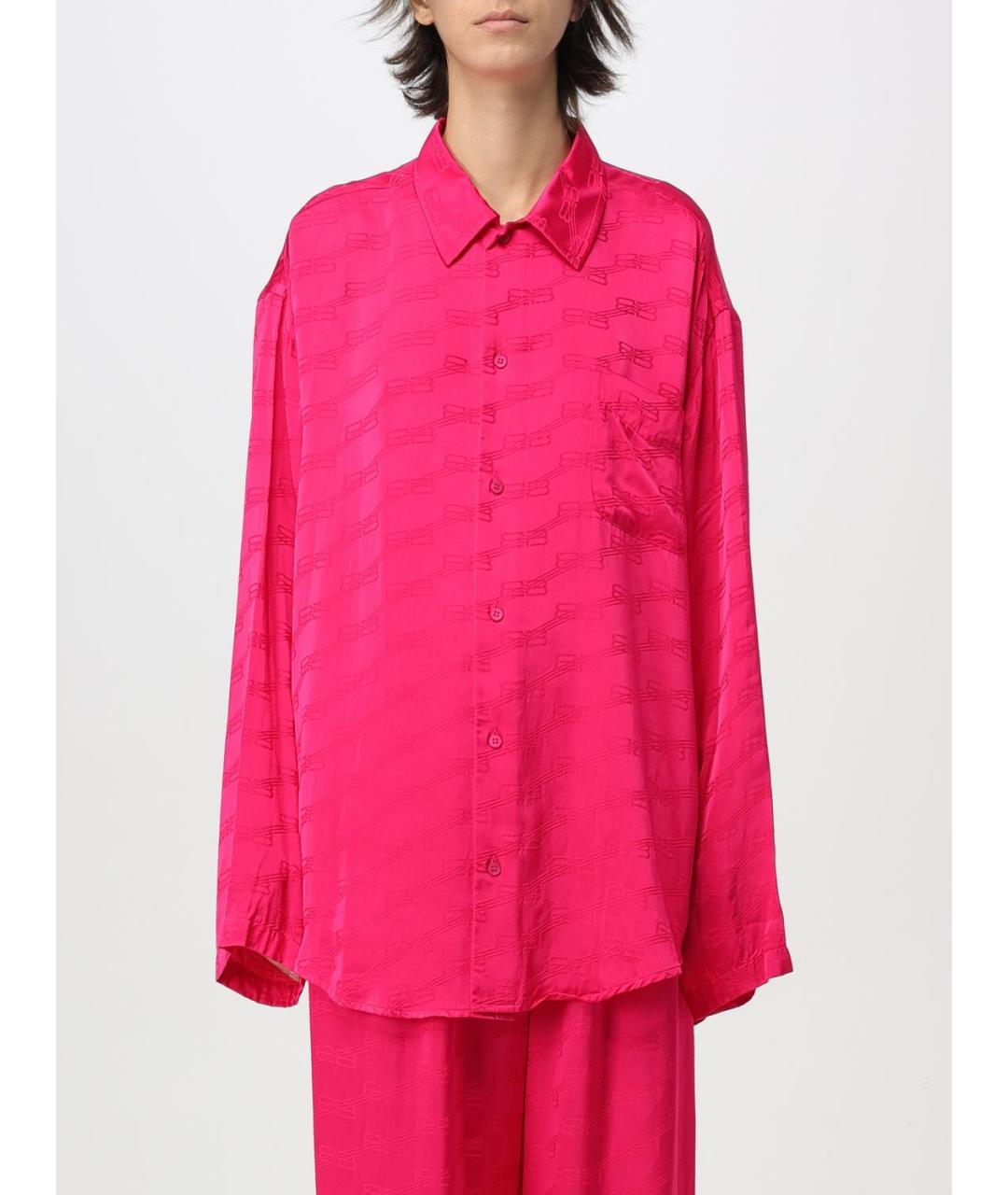 BALENCIAGA Фуксия вискозная рубашка, фото 6