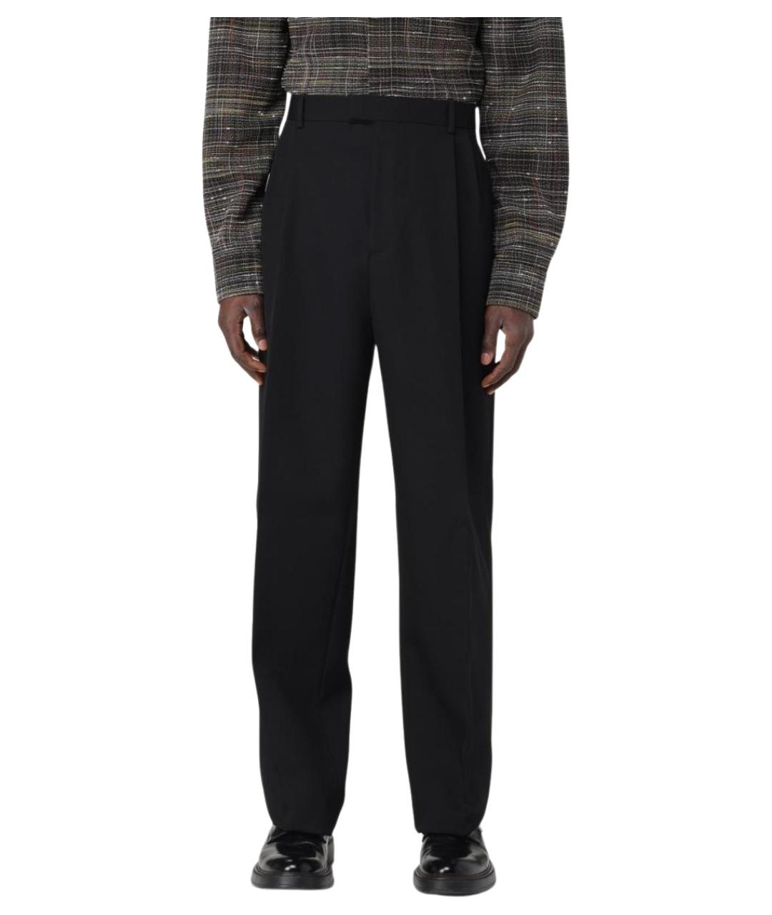 BOTTEGA VENETA Черные шерстяные повседневные брюки, фото 1