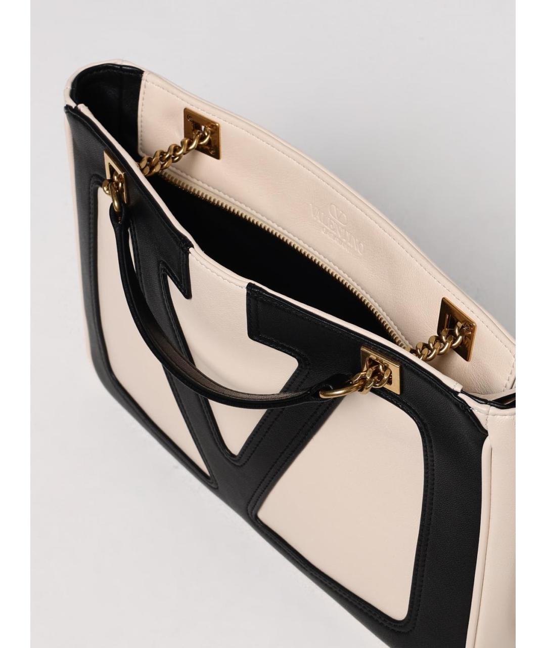 VALENTINO Бежевая кожаная сумка тоут, фото 5