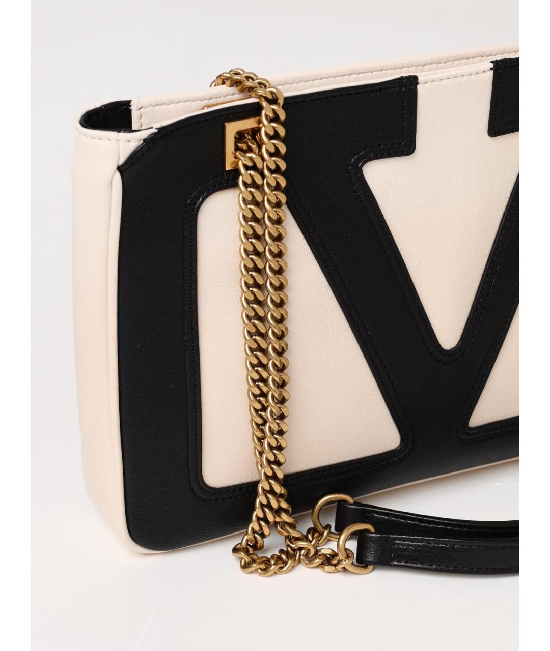 VALENTINO Бежевая кожаная сумка тоут, фото 4