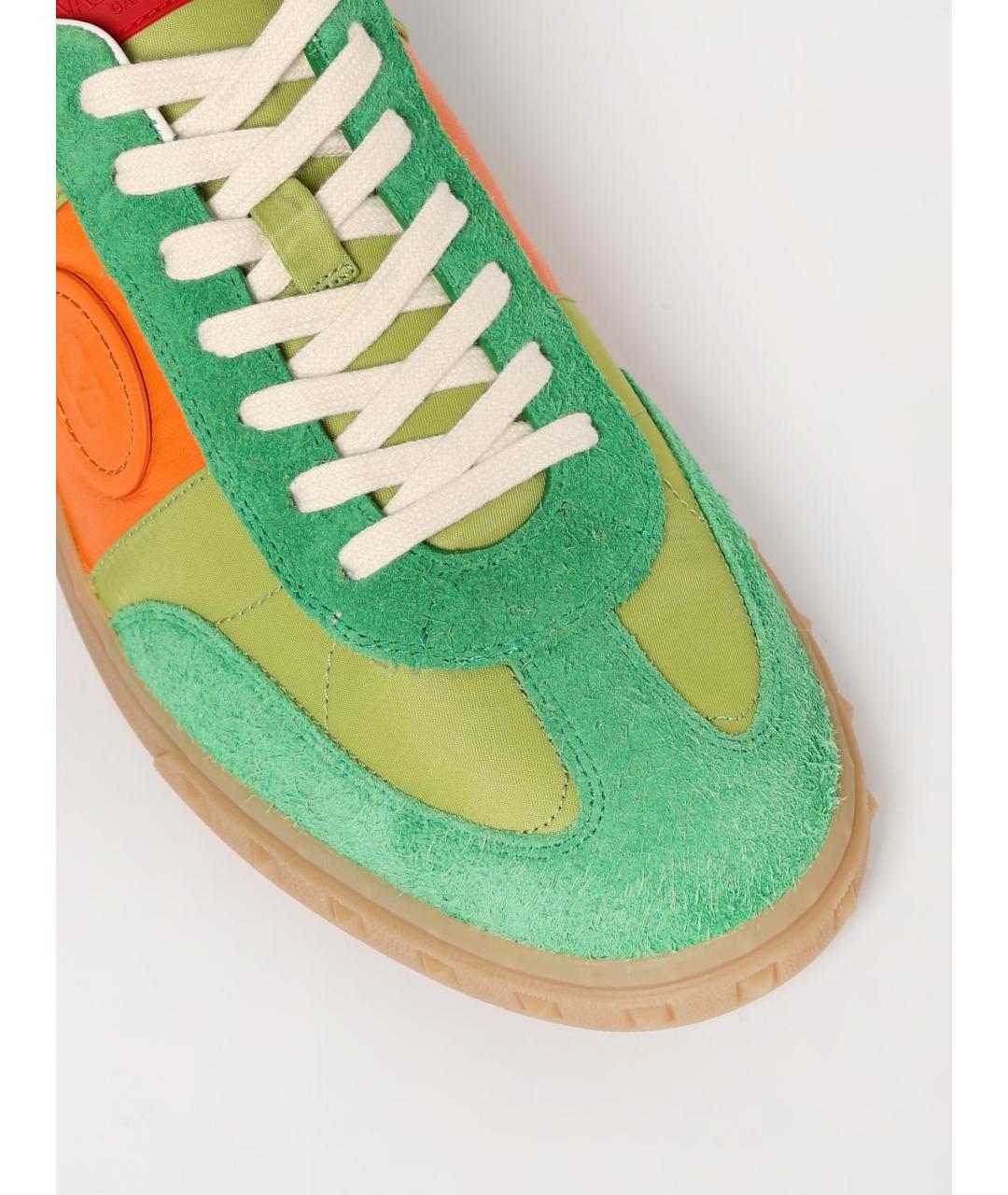 VALENTINO Зеленые кожаные низкие кроссовки / кеды, фото 4