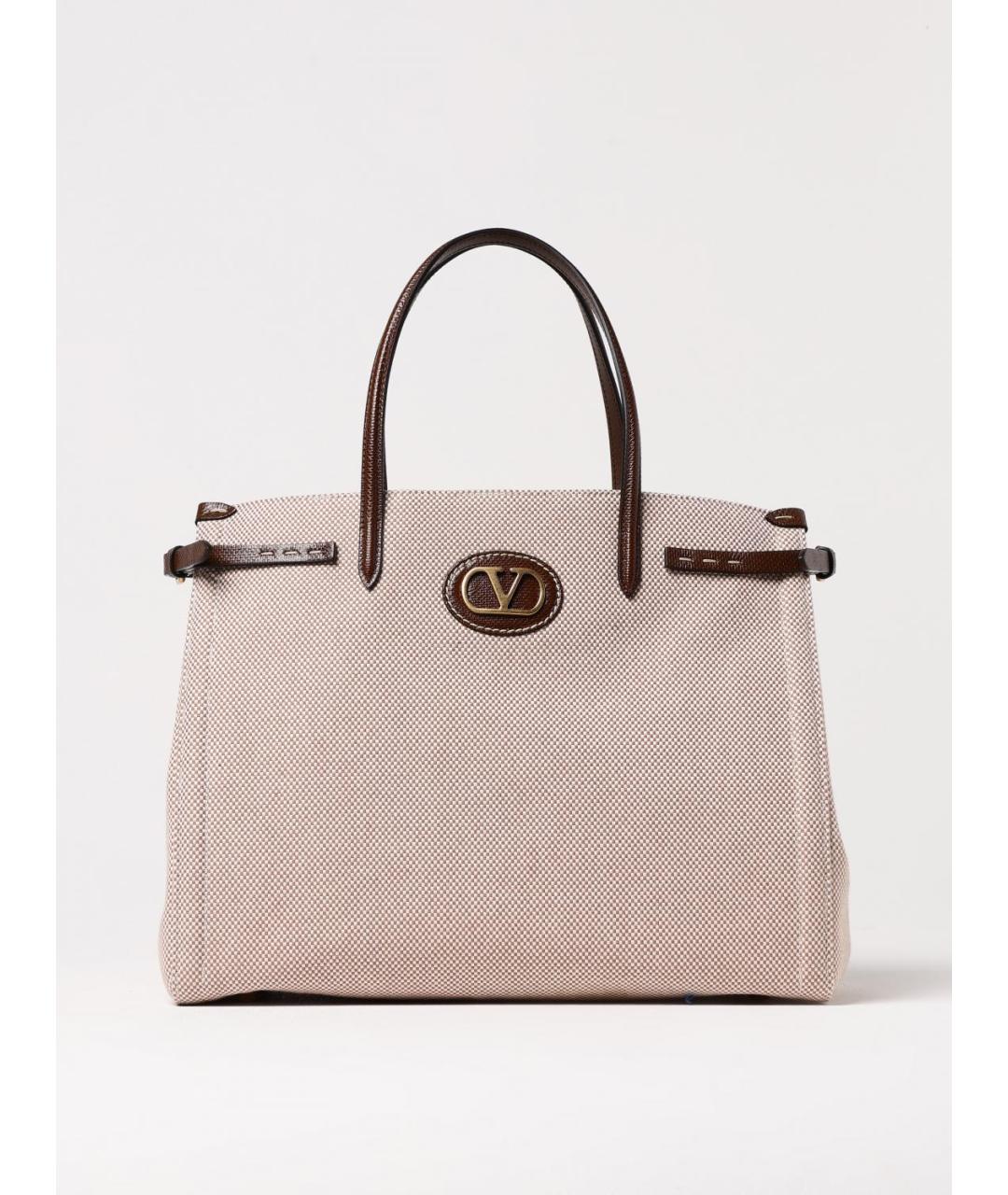 VALENTINO Бежевая тканевая сумка тоут, фото 6