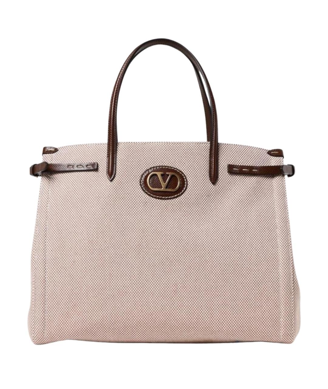 VALENTINO Бежевая тканевая сумка тоут, фото 1