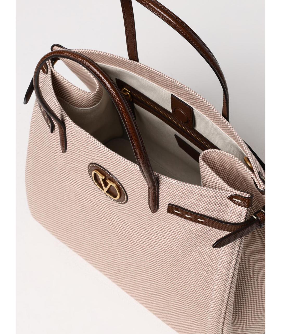 VALENTINO Бежевая тканевая сумка тоут, фото 5