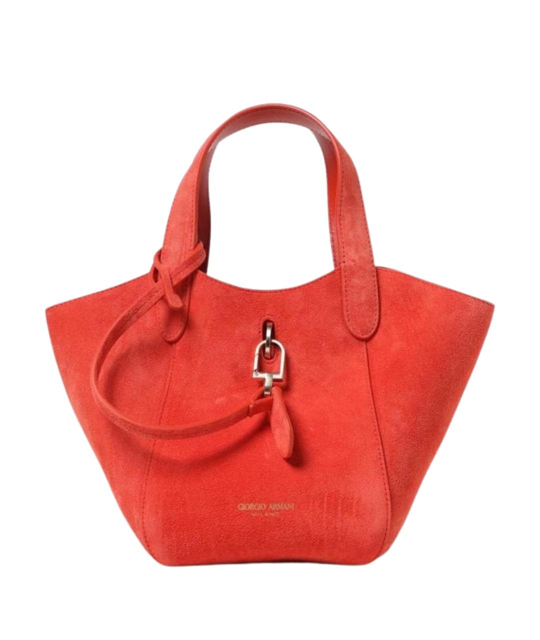 GIORGIO ARMANI Оранжевая замшевая сумка тоут, фото 1