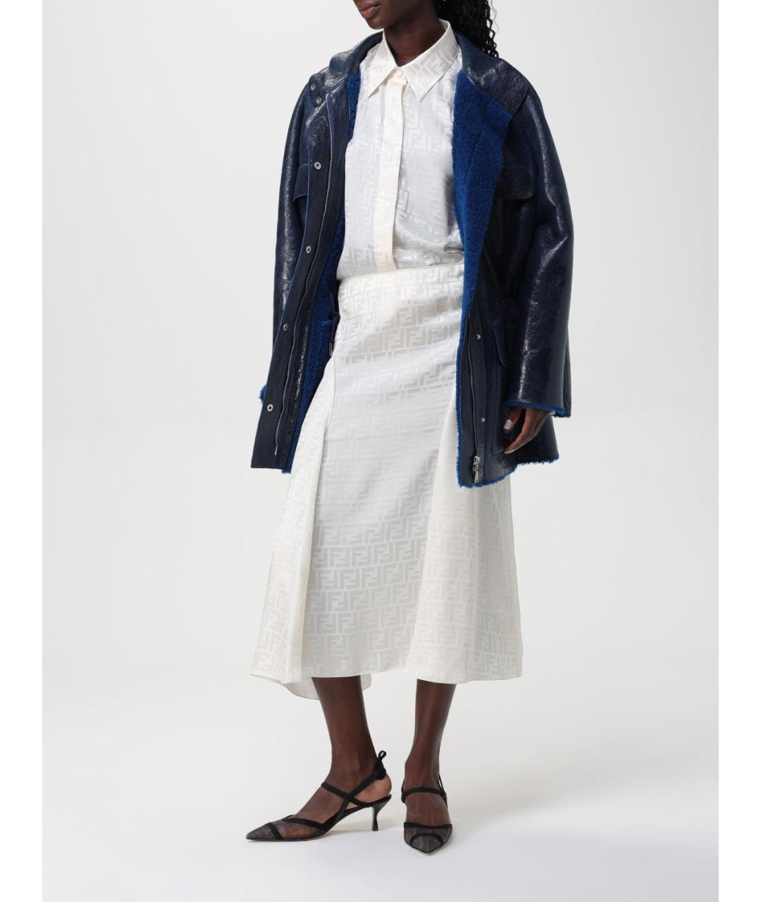 FENDI Синяя кожаная дубленка, фото 3