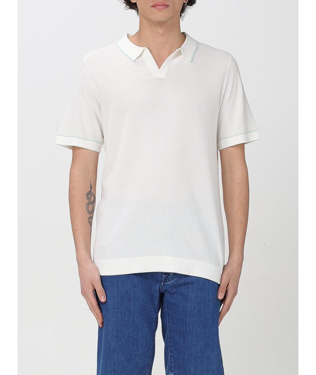 PEUTEREY Бежевое хлопковое поло с коротким рукавом, фото 4